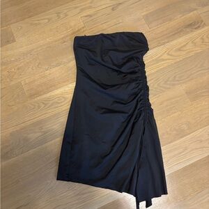 Black ruched bodycon mini Strapless Dress edit by nine size m